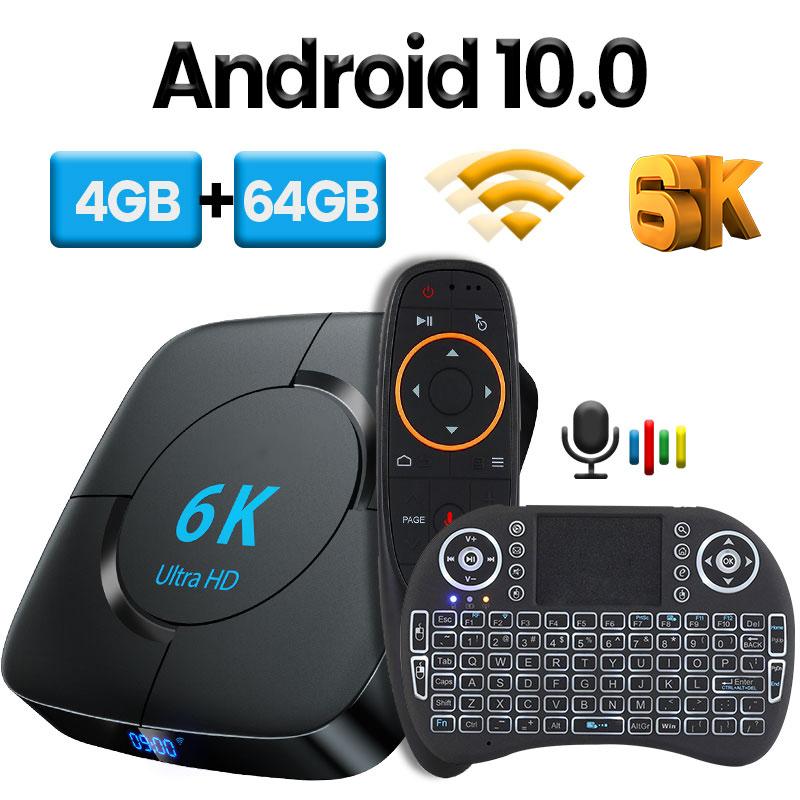 Android TV Box 4GB Ram 64GB Rom Voice Assistant Android 10.0 HTV 8 Box Original 6K H616 Wifi