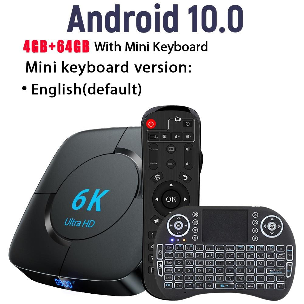 Android TV Box 4GB Ram 64GB Rom Voice Assistant Android 10.0 HTV 8 Box Original 6K H616 Wifi