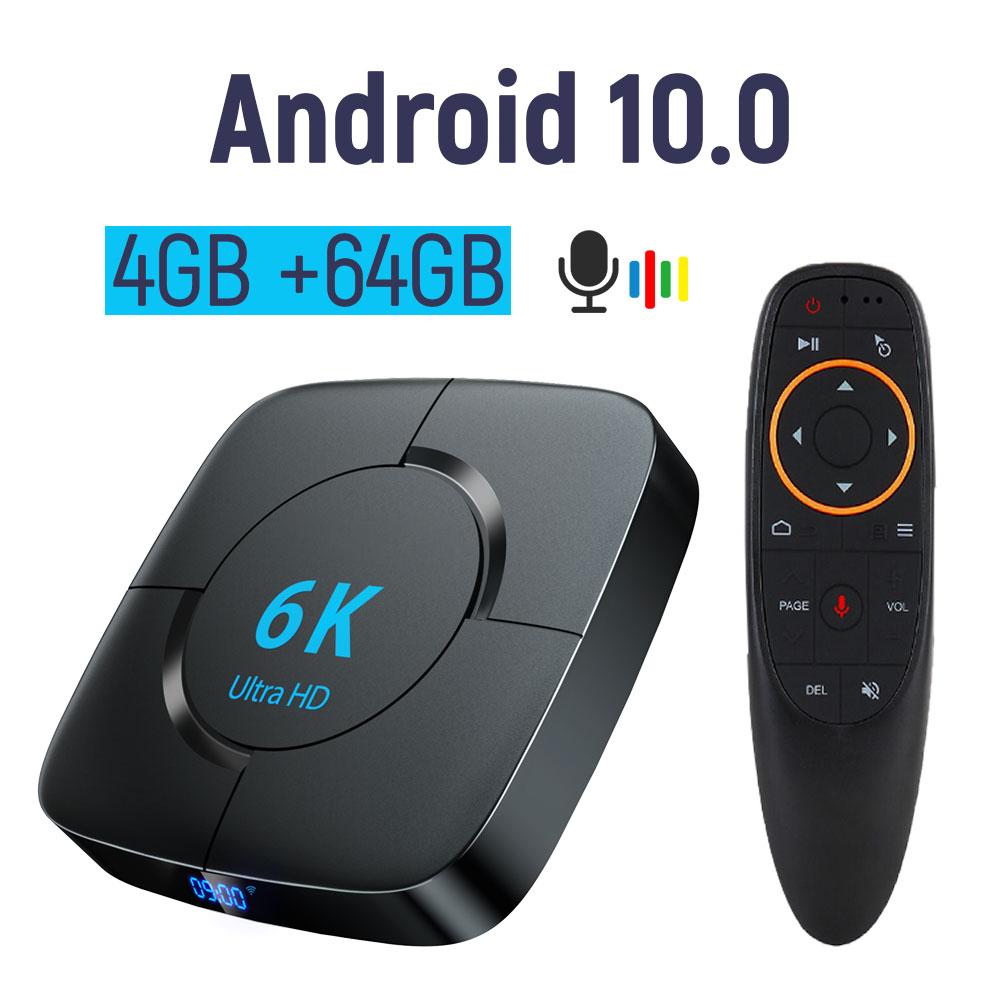 Android TV Box 4GB Ram 64GB Rom Voice Assistant Android 10.0 HTV 8 Box Original 6K H616 Wifi