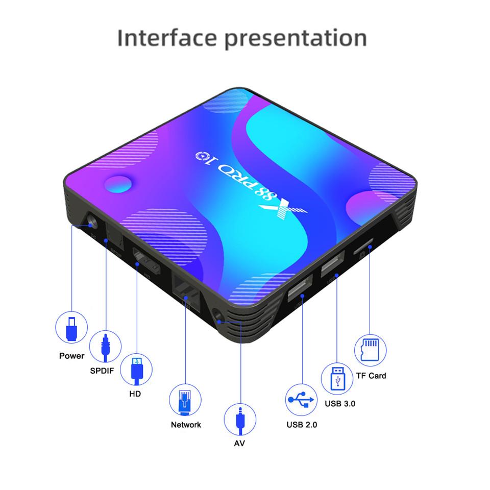 X88 Pro 10 4K TV Box Android 10.0 Rockchip 3318 Dual Band Wifi HDR