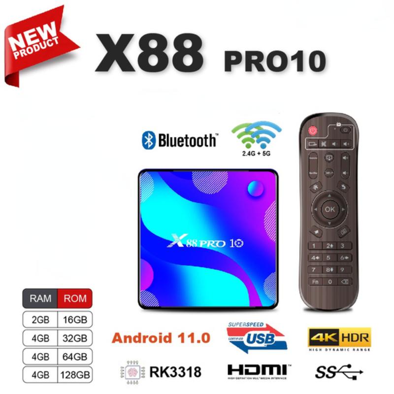 X88 Pro 10 4K TV Box Android 10.0 Rockchip 3318 Dual Band Wifi HDR