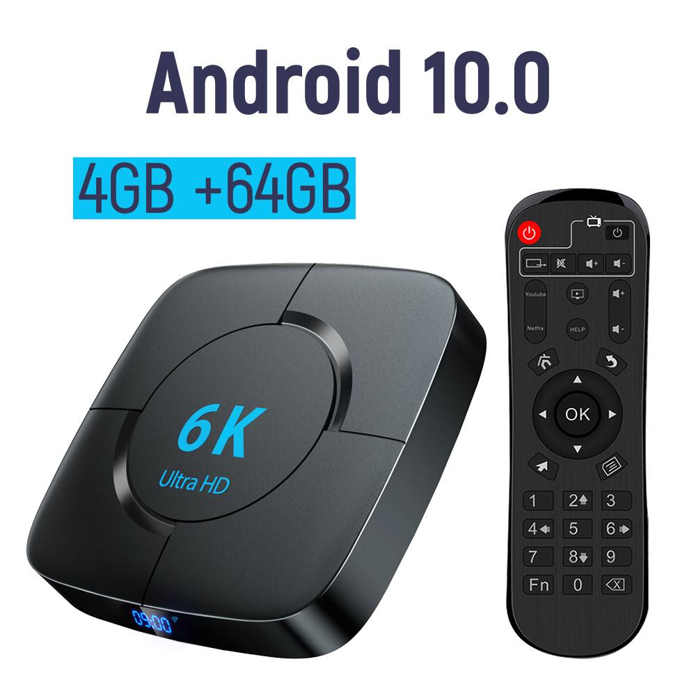 Android TV Box 4GB Ram 64GB Rom Voice Assistant Android 10.0 HTV 8 Box Original 6K H616 Wifi