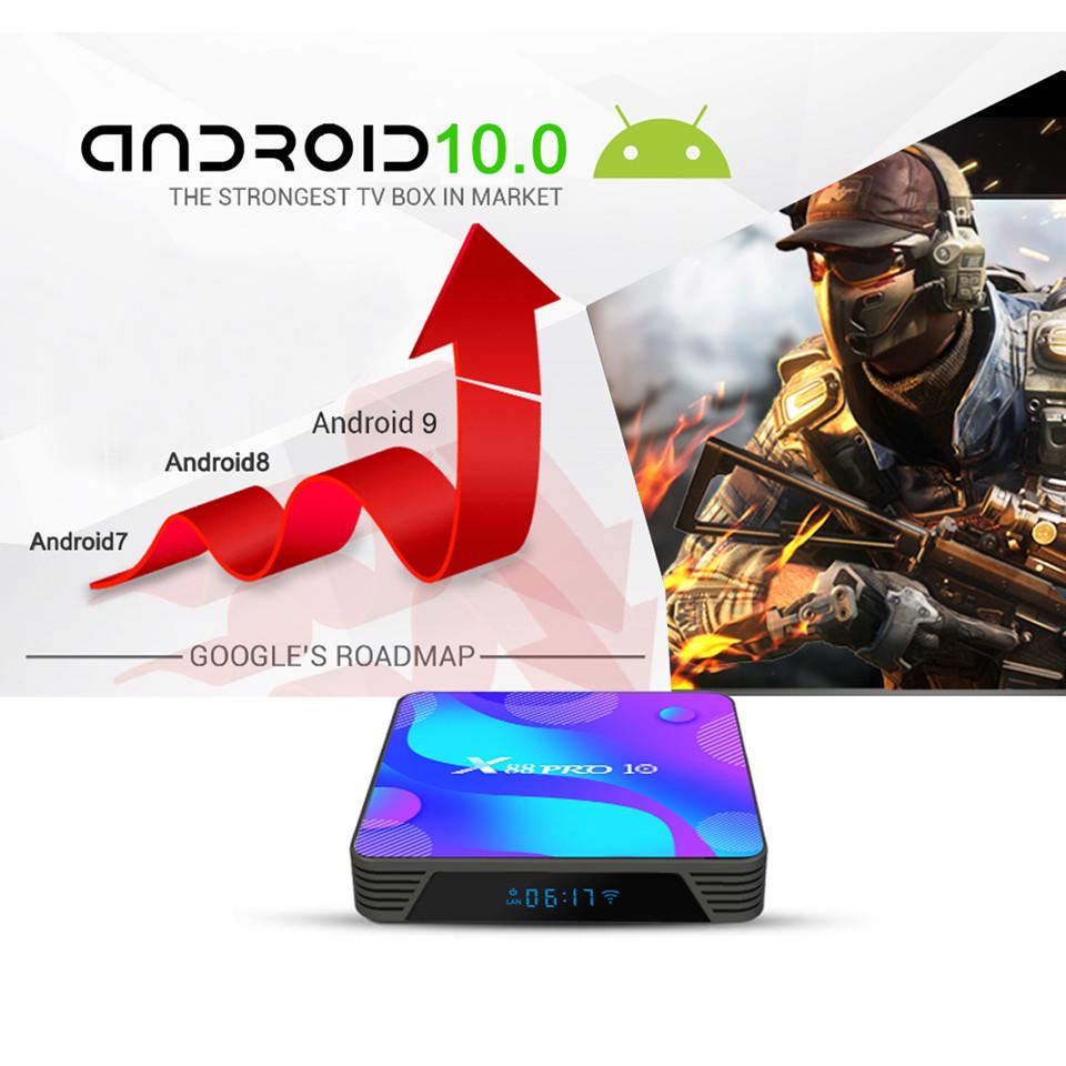X88 Pro 10 4K TV Box Android 10.0 Rockchip 3318 Dual Band Wifi HDR